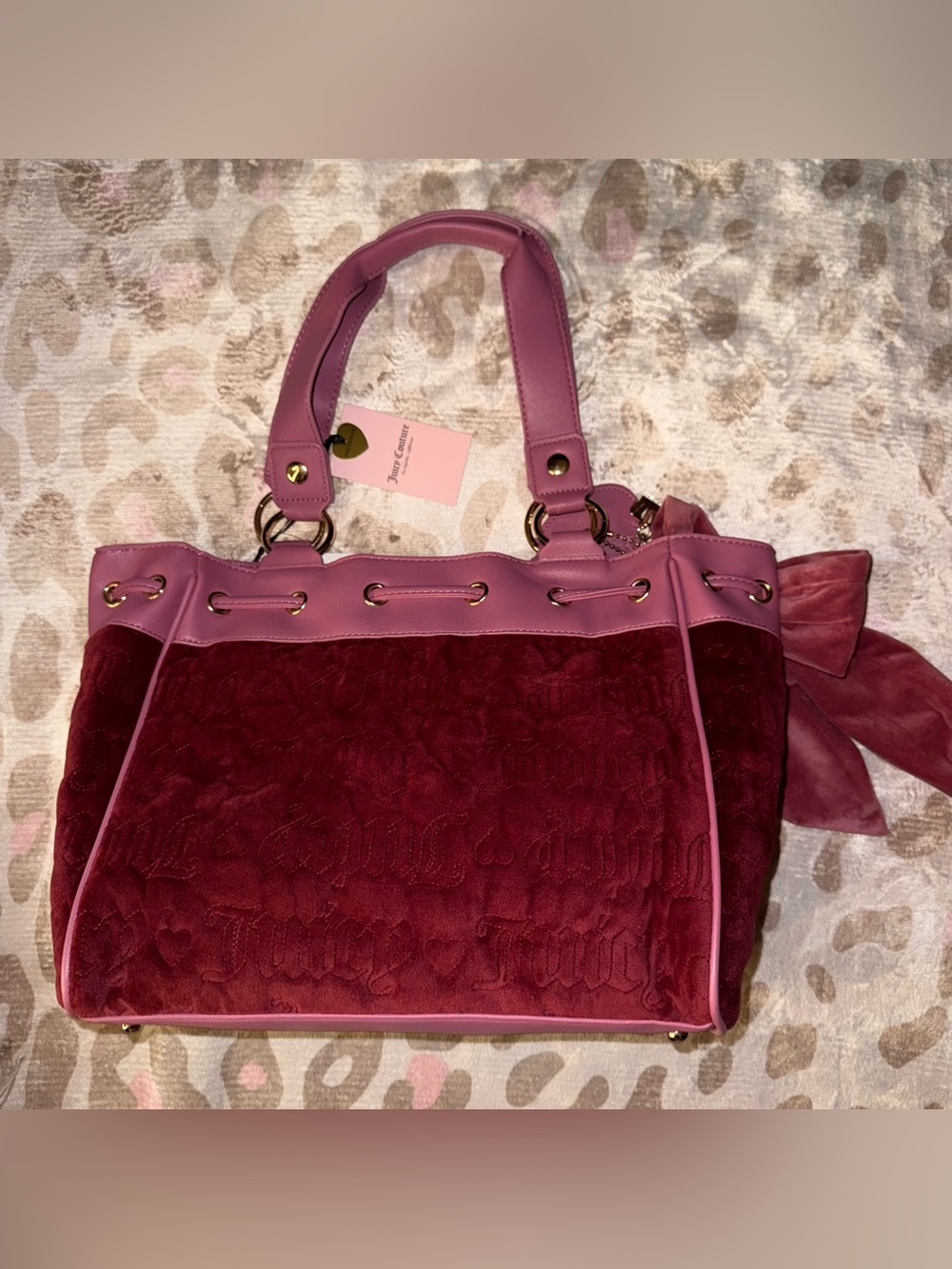 NWT Juicy Couture Cranberry Juice Vintage Dream Tote - Picture 5 of 6